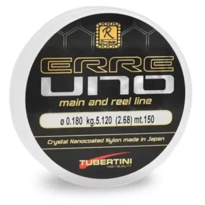 Aanbieding Tubertini Nylon Erre Uno Main & Reel Line 150m – Japanse Monofilament Lijn met R-Technologie, Extreme Zachtheid, Geen Geheugen en SL-Coating